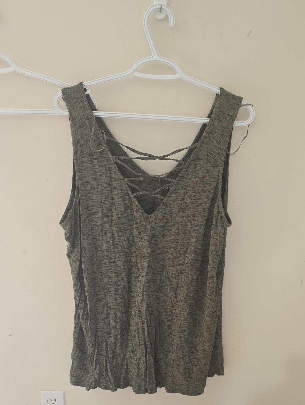 Reitmans Olive Green Sleeveless Crisscross V-Neck Tank